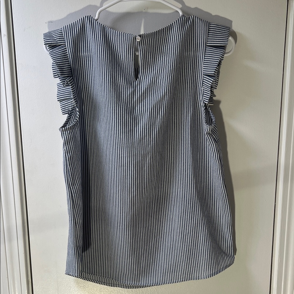 Monteau Striped Ruffle Sleeve Top - Picture 4 of 6